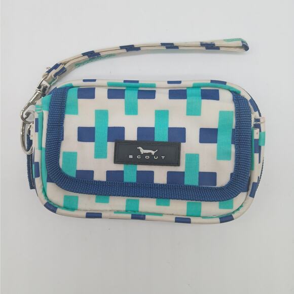 Scout Wristlet Wallet Keychain Clutch Purse Geometric Print Minimalist READ - Picture 1 of 4